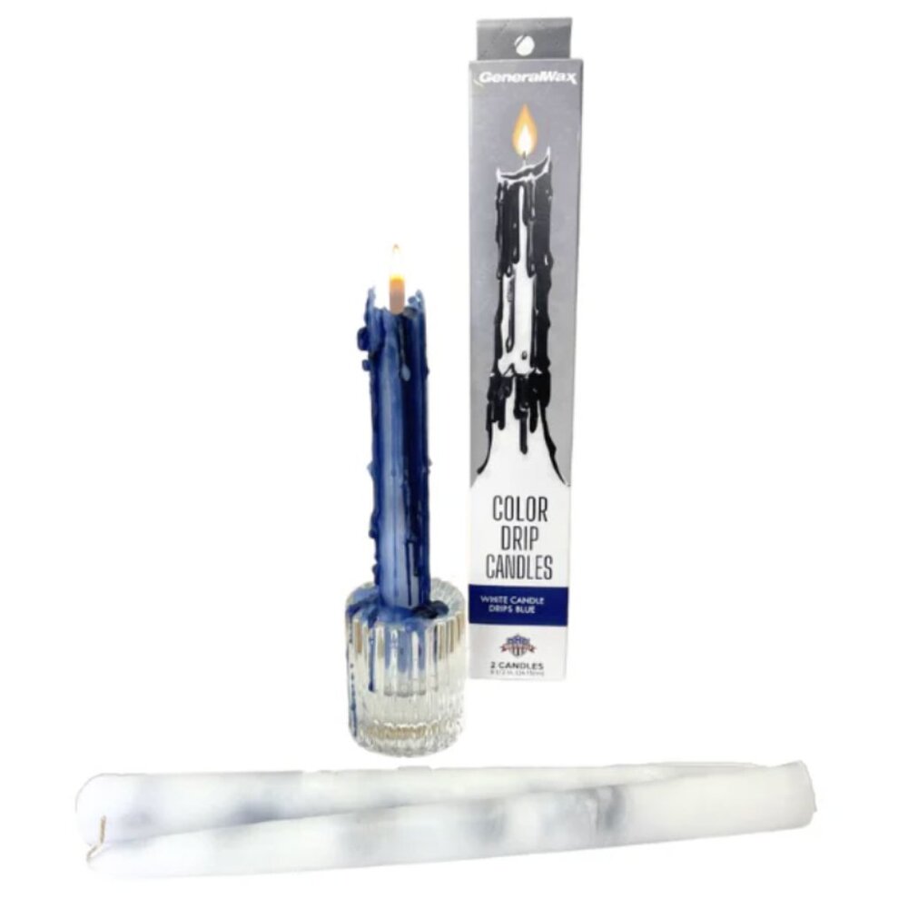 MARINE BLUE DRIP TAPER CANDLES (Set of 2)